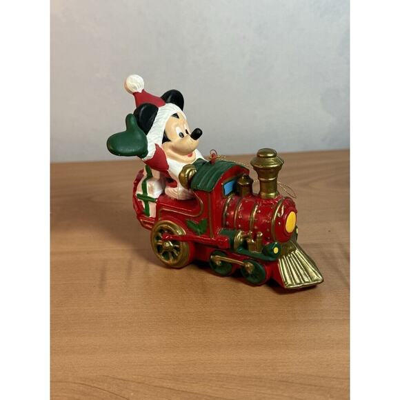 Mickey Mouse Train Christmas Ornnament Conductor Santa - Picture 1 of 8